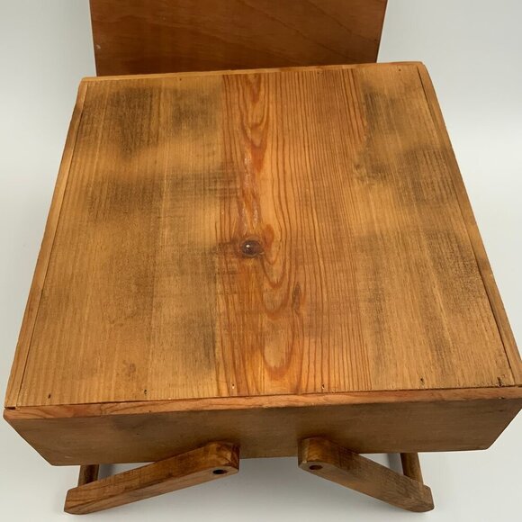 Handmade Vtg Folk Art Wood Sewing Box Carrying Case Hand Painted Cover - Picture 4 of 13